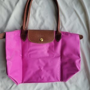 New Condition Rare Longchamp Le Pliage Hot Pink Tote Shoulder Bag Purse